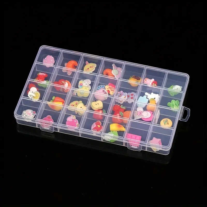 2 PCS 28 Grids Bead Organizer Plastic Organizer Box with Fixed Dividers