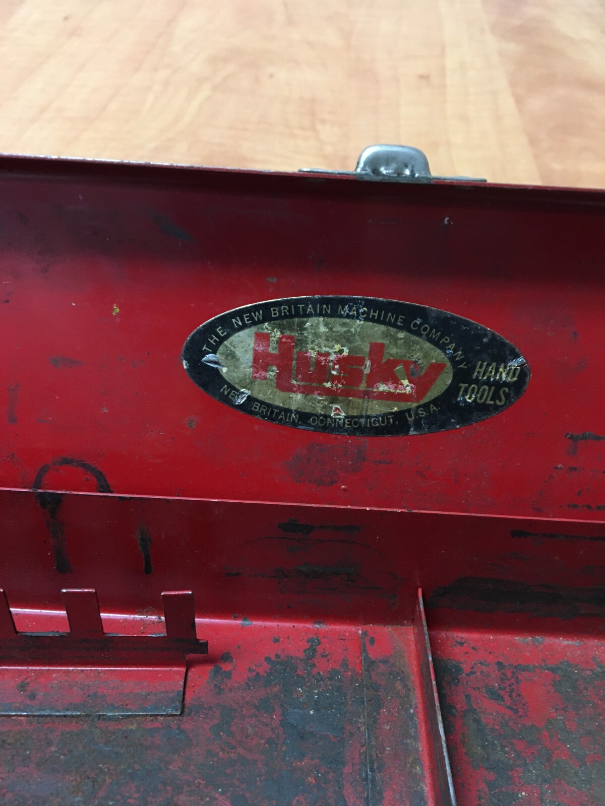 Vintage Husky Tool USA Red Metal Socket Case 15" x 3.25" x 1.5"