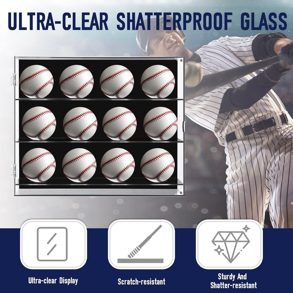 Acrylic Baseball Display Case Wall Mounted Display Holder Shadow Box Clear Baseb