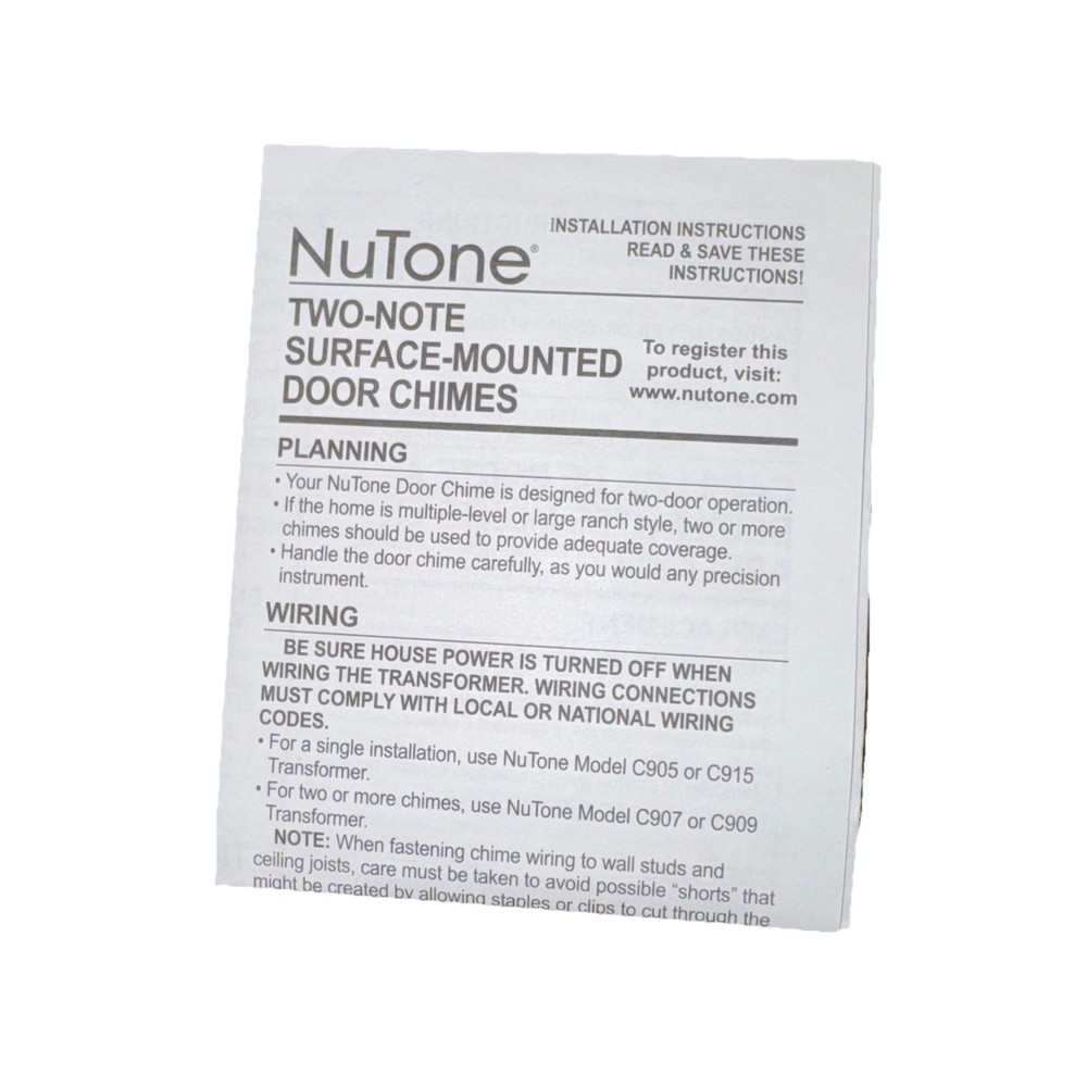 Nutone Wired Door Chime Kit White BK115LWH - OPEN BOX