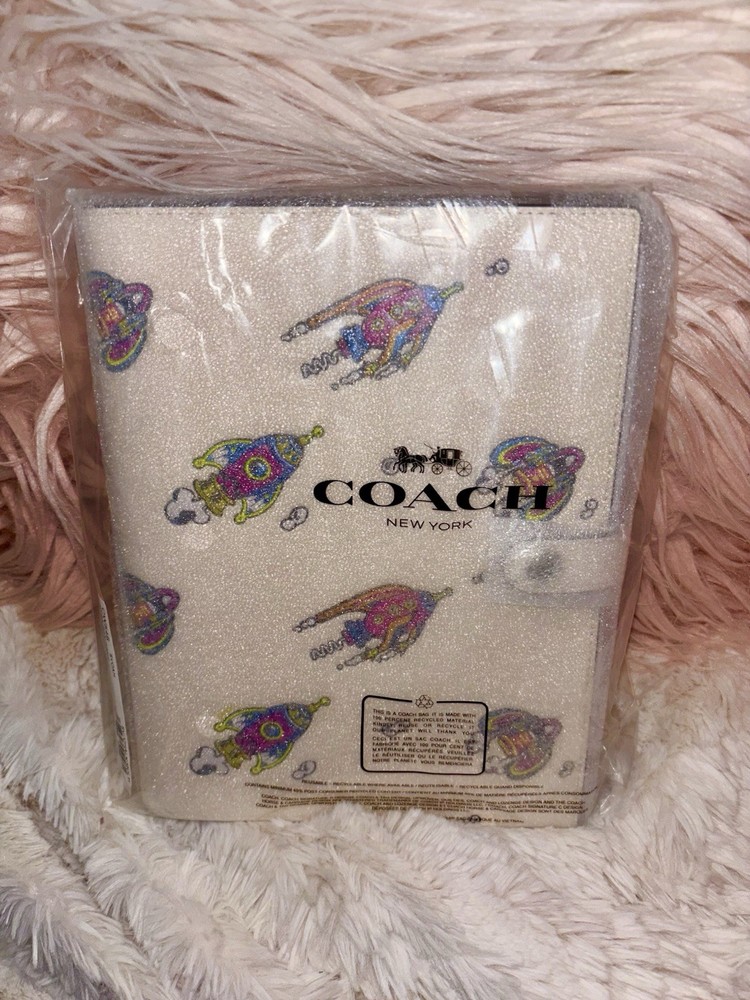 NEW Coach Rocket Print Chalk Multi Refined Pebble Leather Notebook Journal