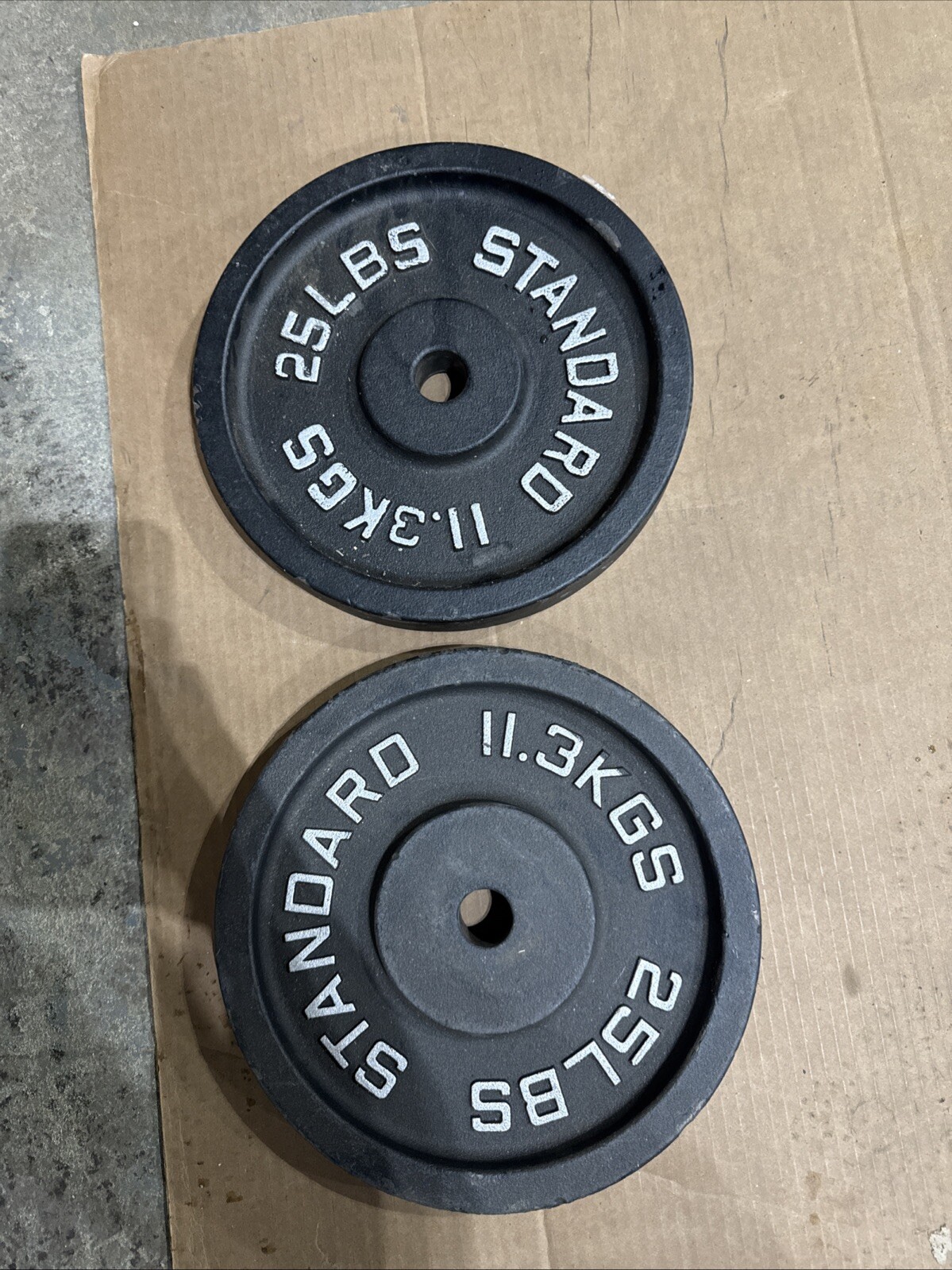 2 X 25lb 1" Hole Cast Iron Standard Weight Plates 50lbs Total