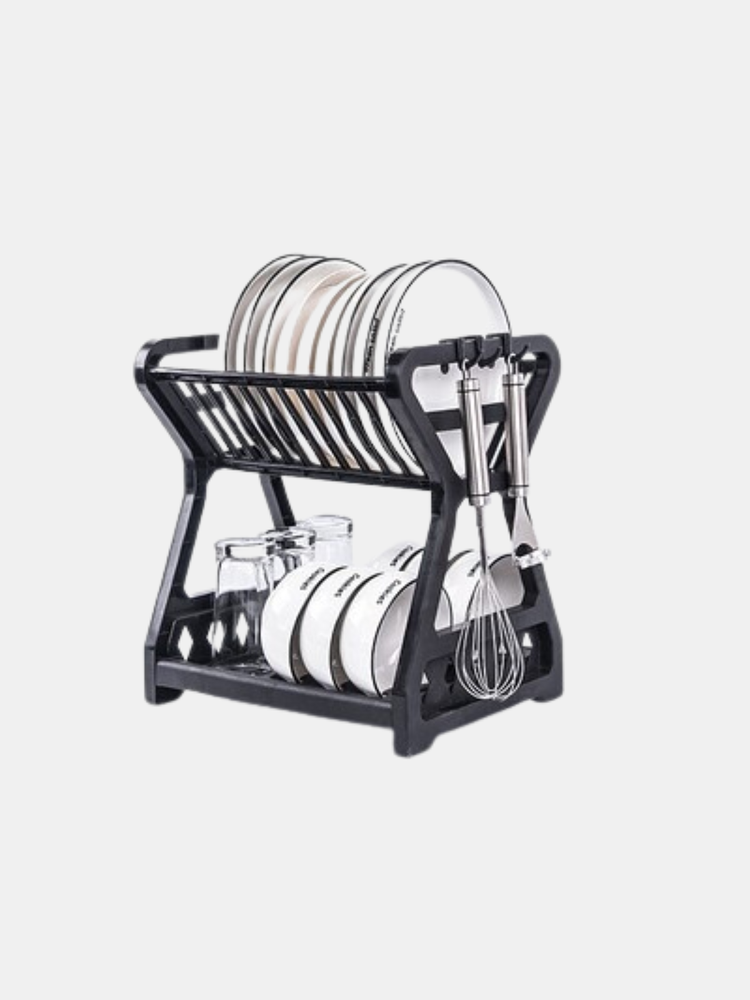 Double Layer Kitchen Dishes Storage Drain Rack Household Plastic Dishes Storage