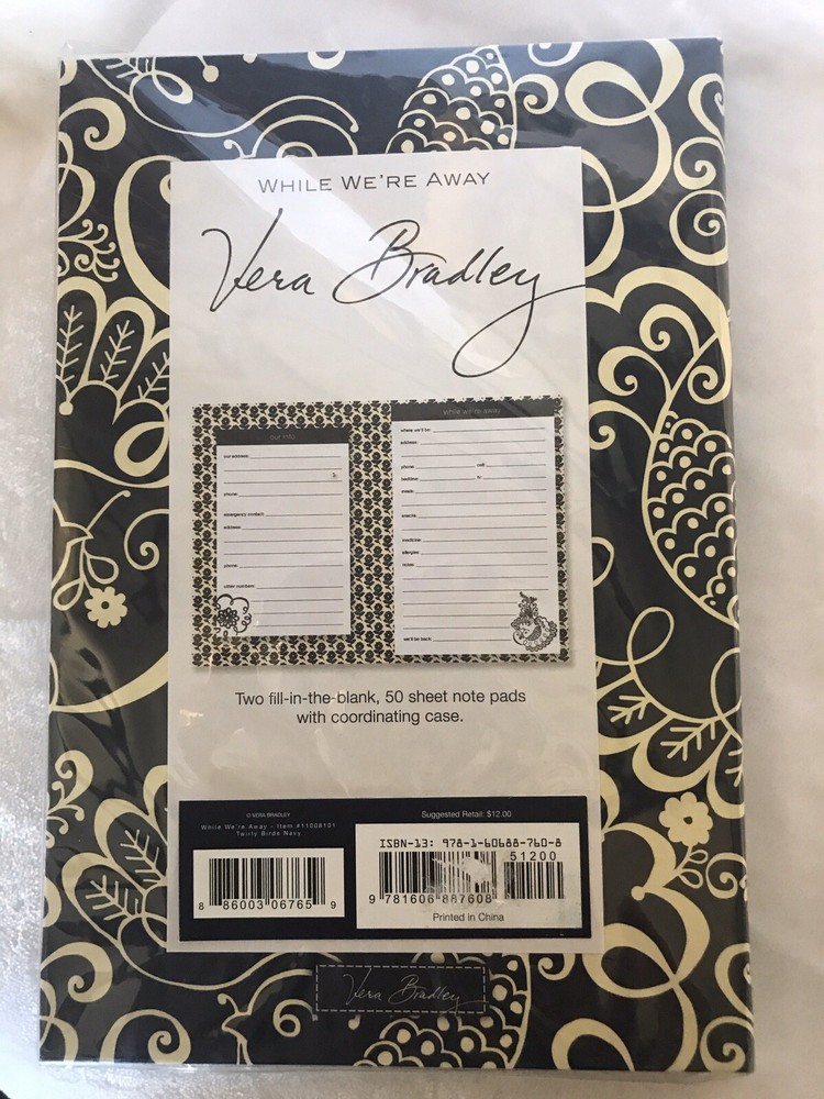 Vera Bradley- Babysitter/Pet Sitter-While We’re Away-Notepad set/NWT