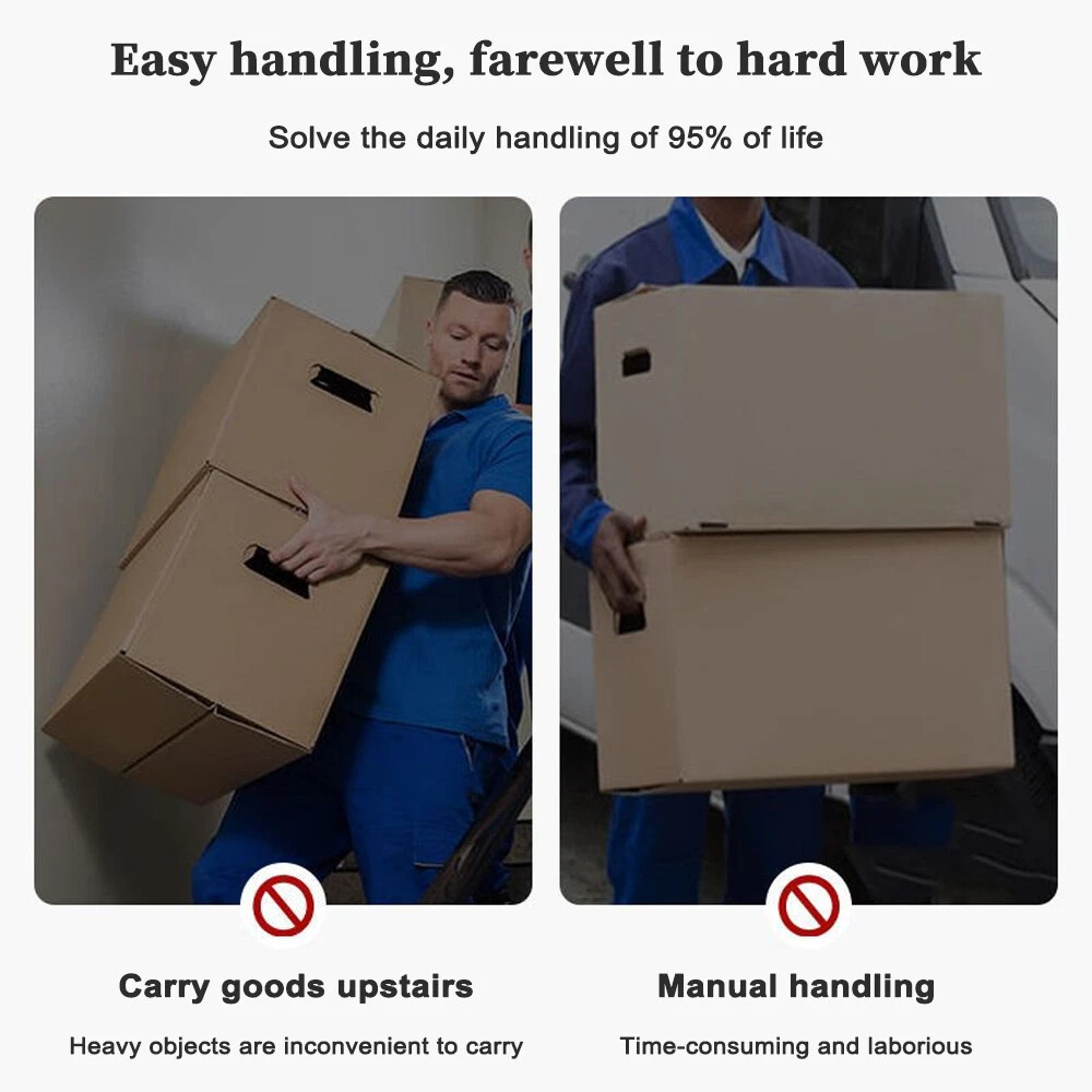 330 lbs Stair Climbing Cart Heavy Duty Folding Hand Truck Dolly 6 Wheels + Rope