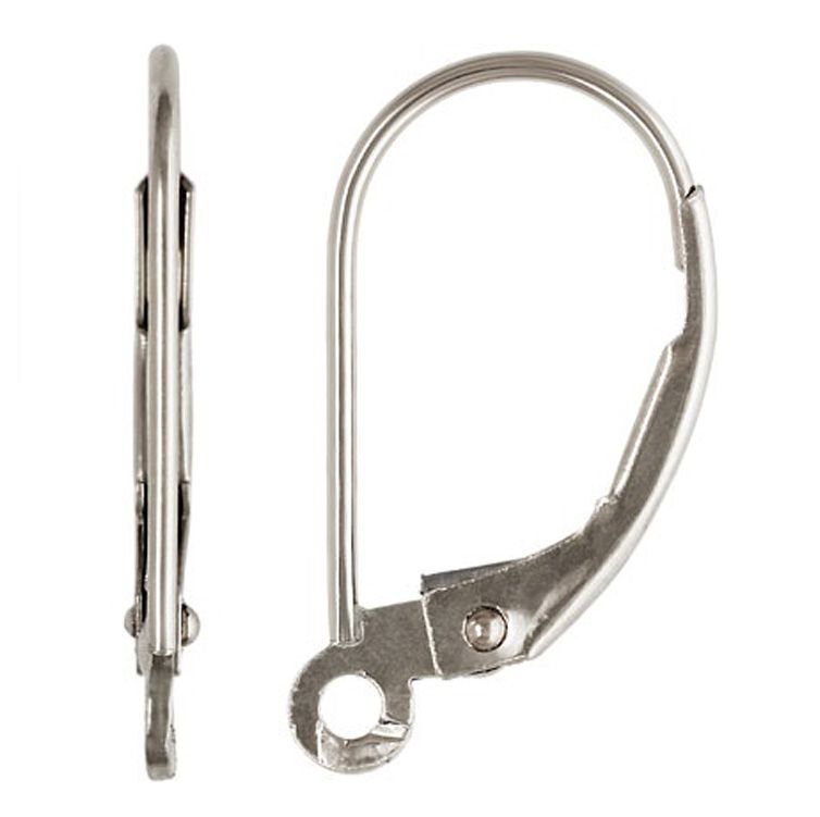 2 Pieces 14K White Gold Lever Back Earring Finding With Openable Ring