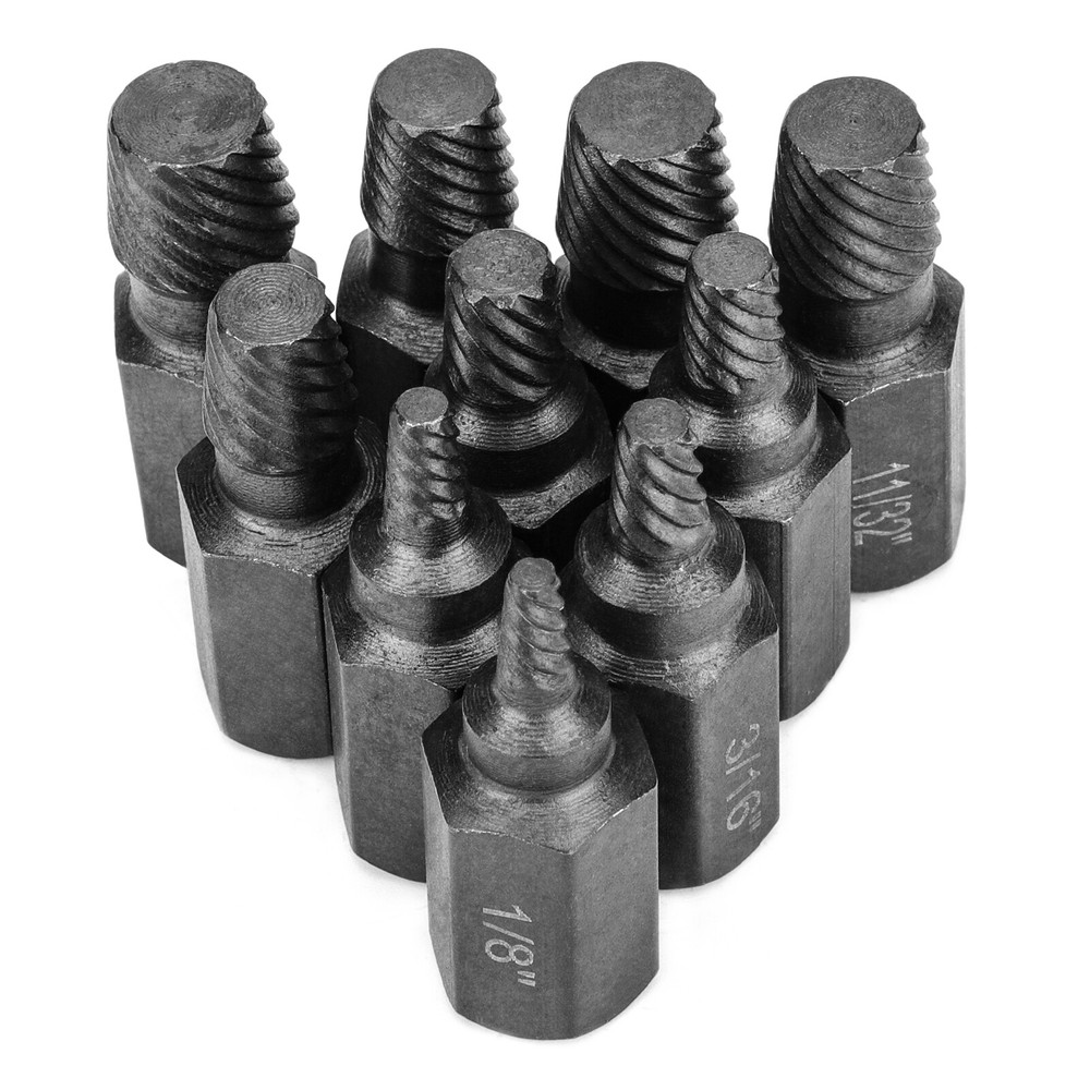 10xDamaged Screw Remover Kit Hex Head Easy Out Bolt Stud Extractor Drill Bit Set