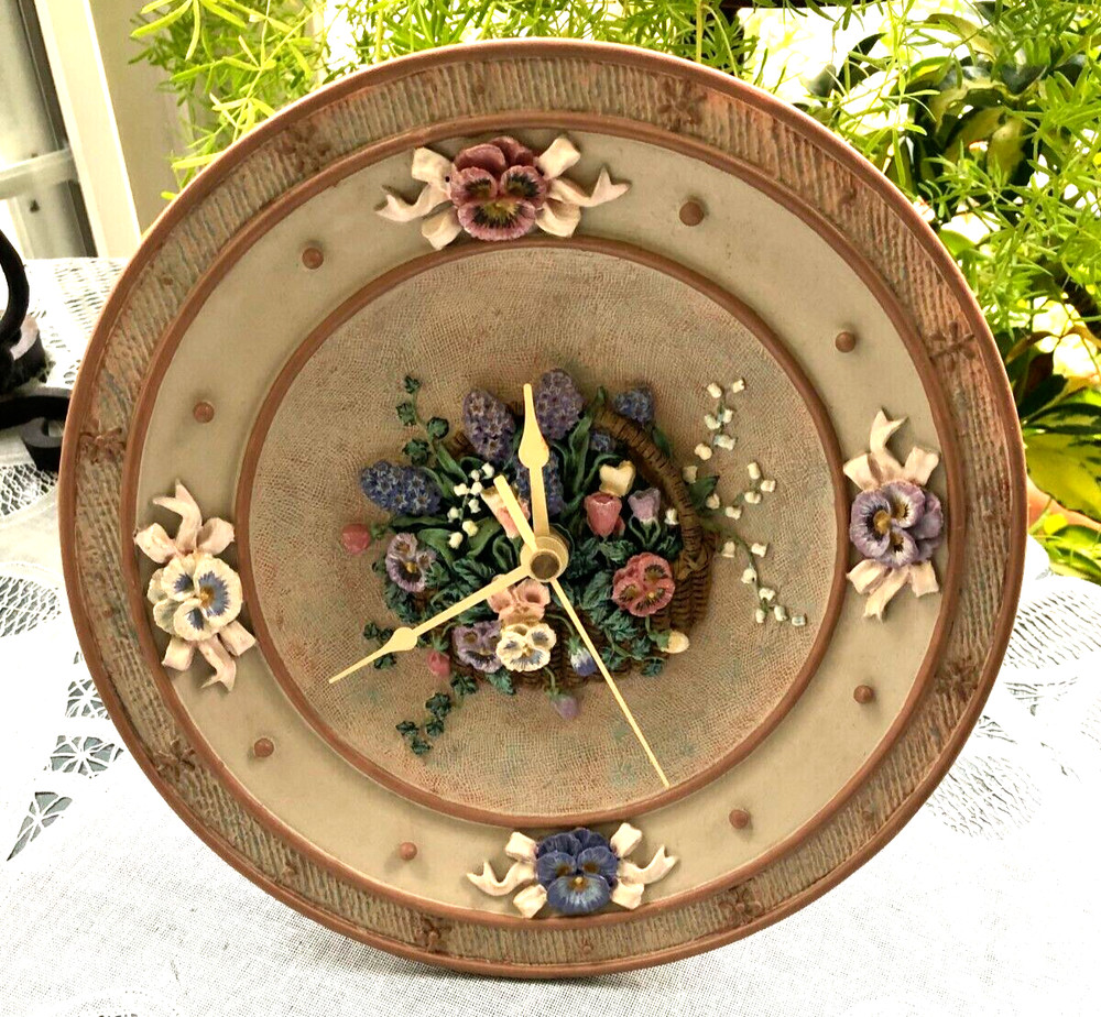 INNOVATIONS  - WALL CLOCK  W/ PANSIES