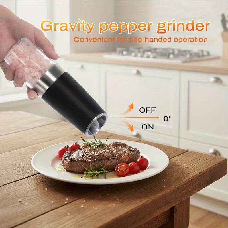 Automatic Blue LED Gravity Electric Salt Pepper Grinder Mill Shakers Adjustable