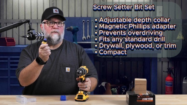 7-Level Adjustable Drywall Screw Setter with 2 Bits & Magnetic Holder - Converts