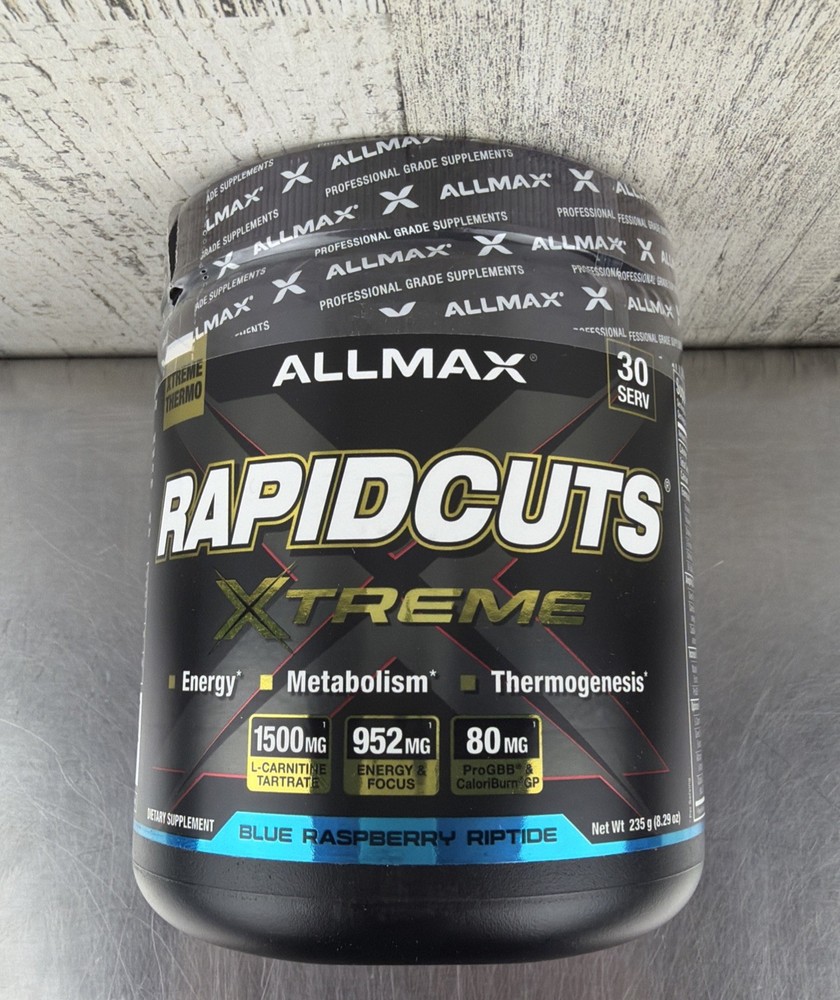 Allmax Rapidcuts Xtreme Pre Workout Powder 30 Servings Blue Raspberry