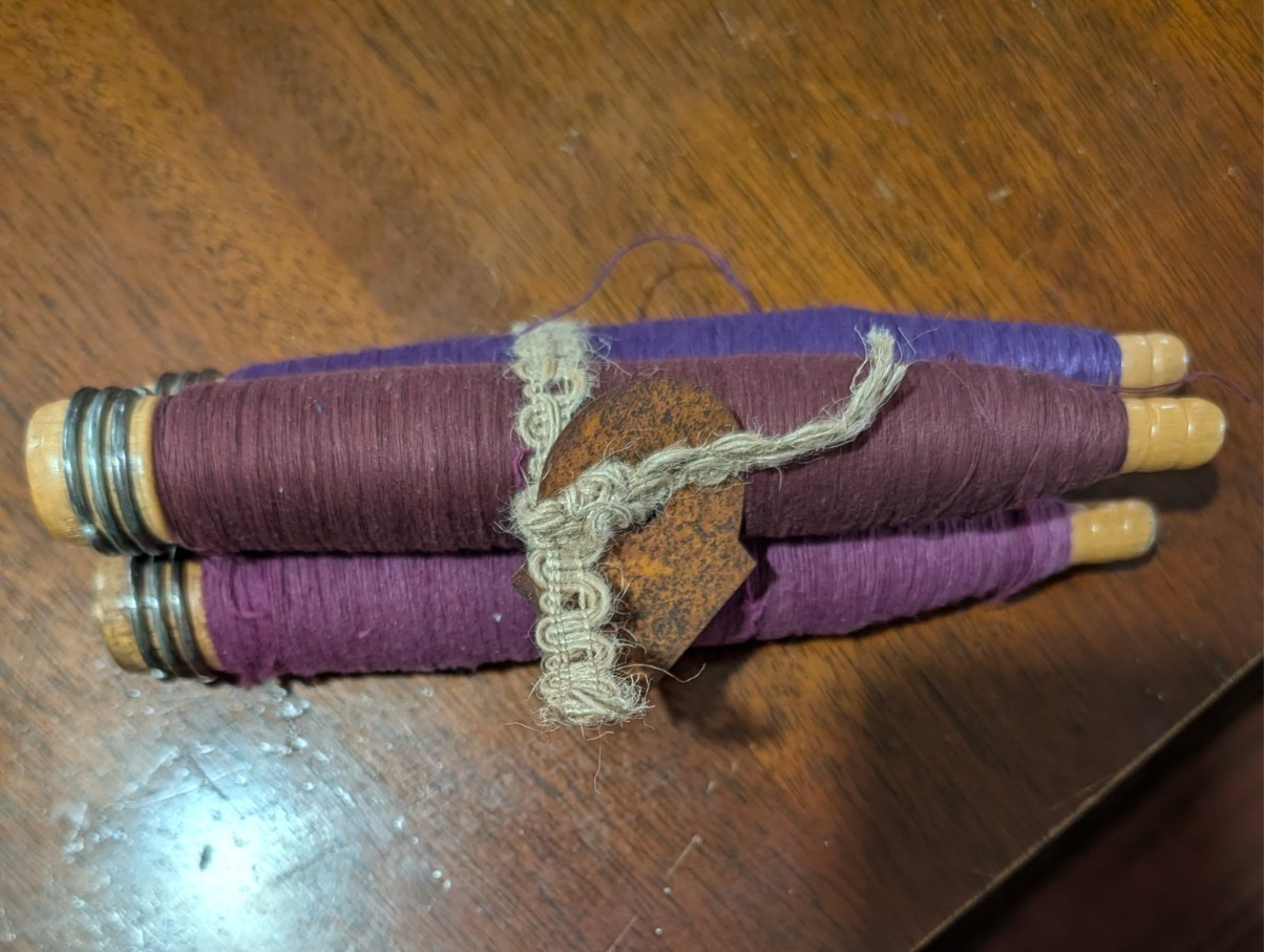 Three (3) Antique/VTG. Industrial Wood Sewing Bobbins/Quills/Spindles/Spools