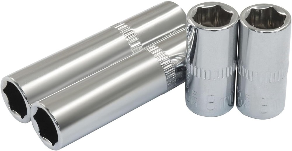 4Pcs Shallow & Deep Socket 8mm Socket 1/4 Inch Drive Metric 6 Point