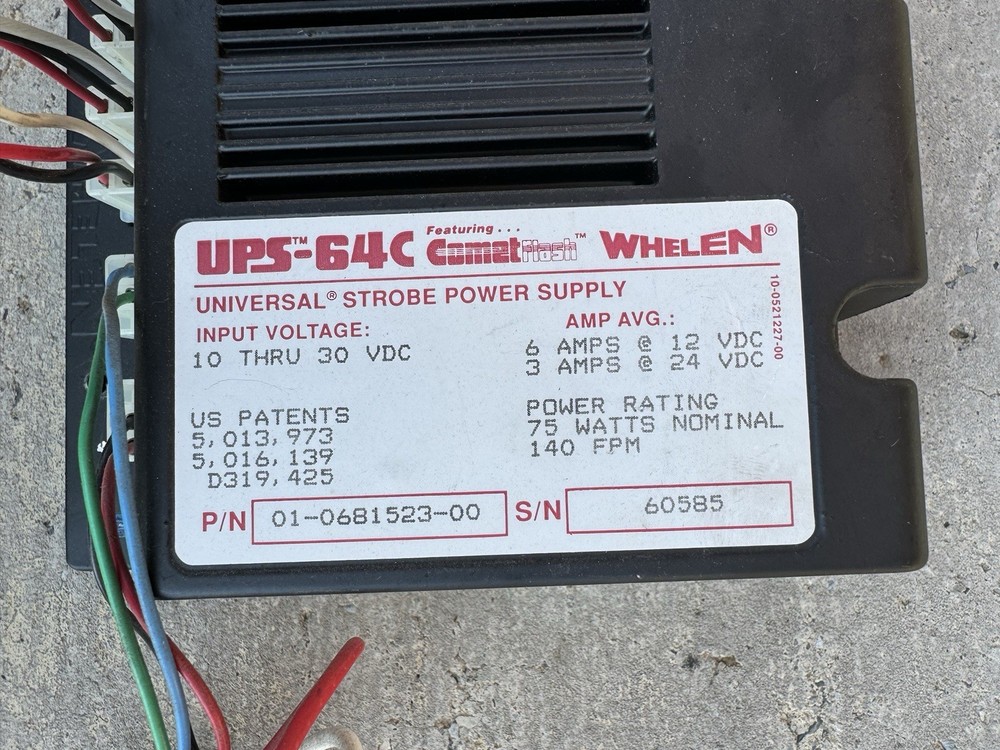 🔴🔵 WHELEN UPS64C COMET FLASH Universal Strobe Power Supply - WORKS