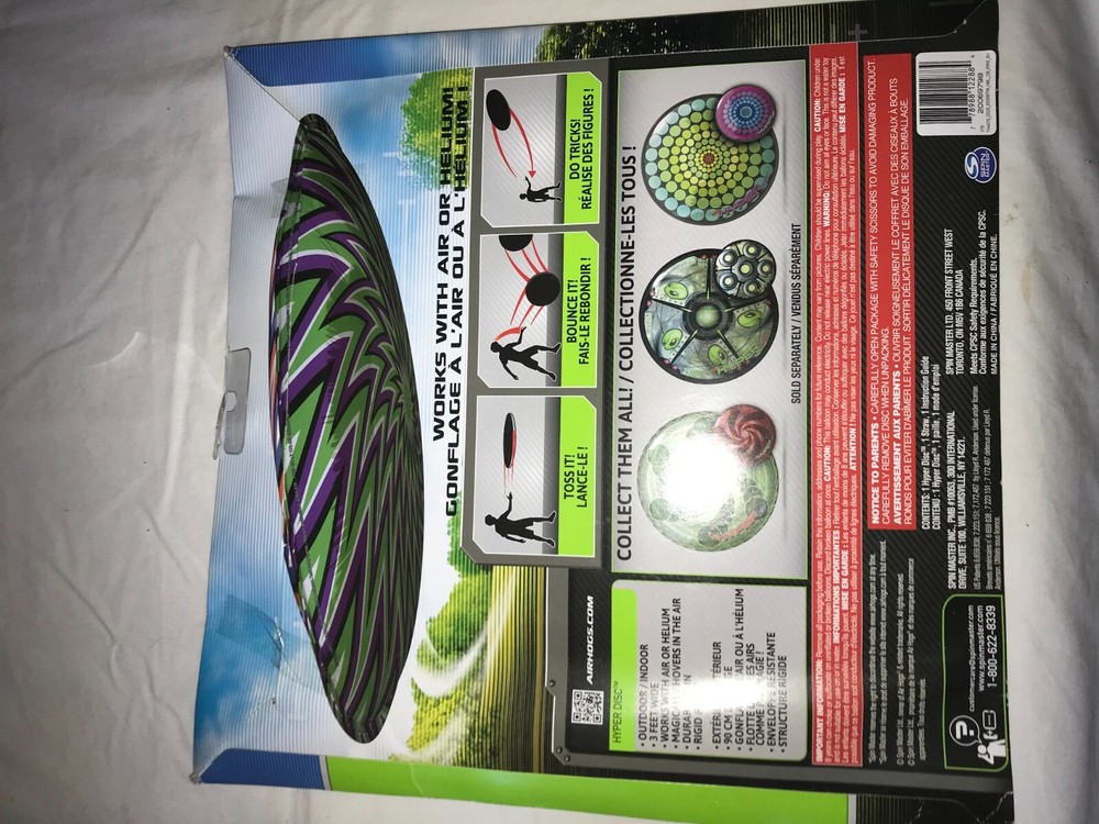 NOS Rare AIR HOGS Giant 3’ Diameter HYPER DISC Hovering ZIG-ZAG Disk INFLATABLE