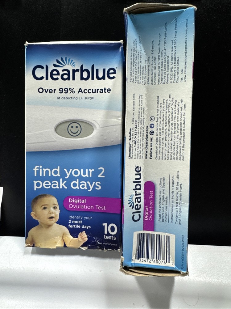 (2x) Clearblue Digital Ovulation Predictor Test 10 Count Exp04-26+ Damaged Boxes