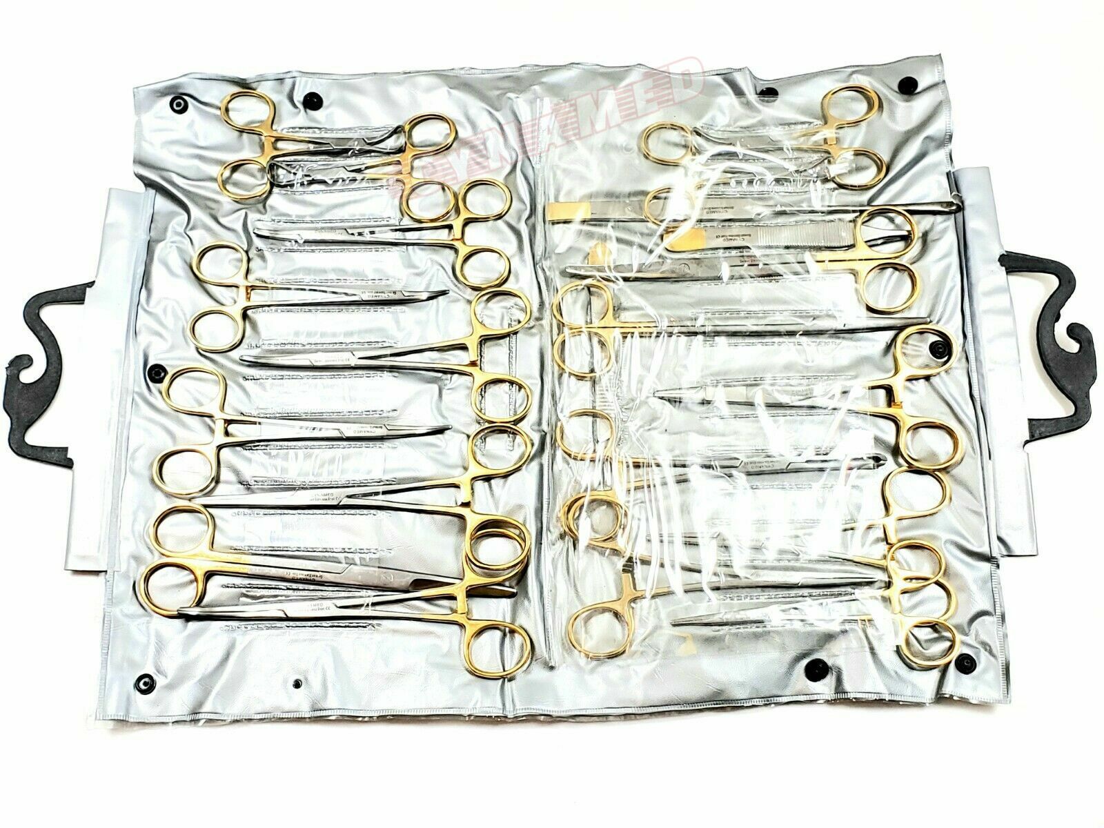 GERMAN 82 PCS GOLD HANDLE GENERAL SURGERY SPAY PACK DENTAL SURGICAL INSTRUMENTS