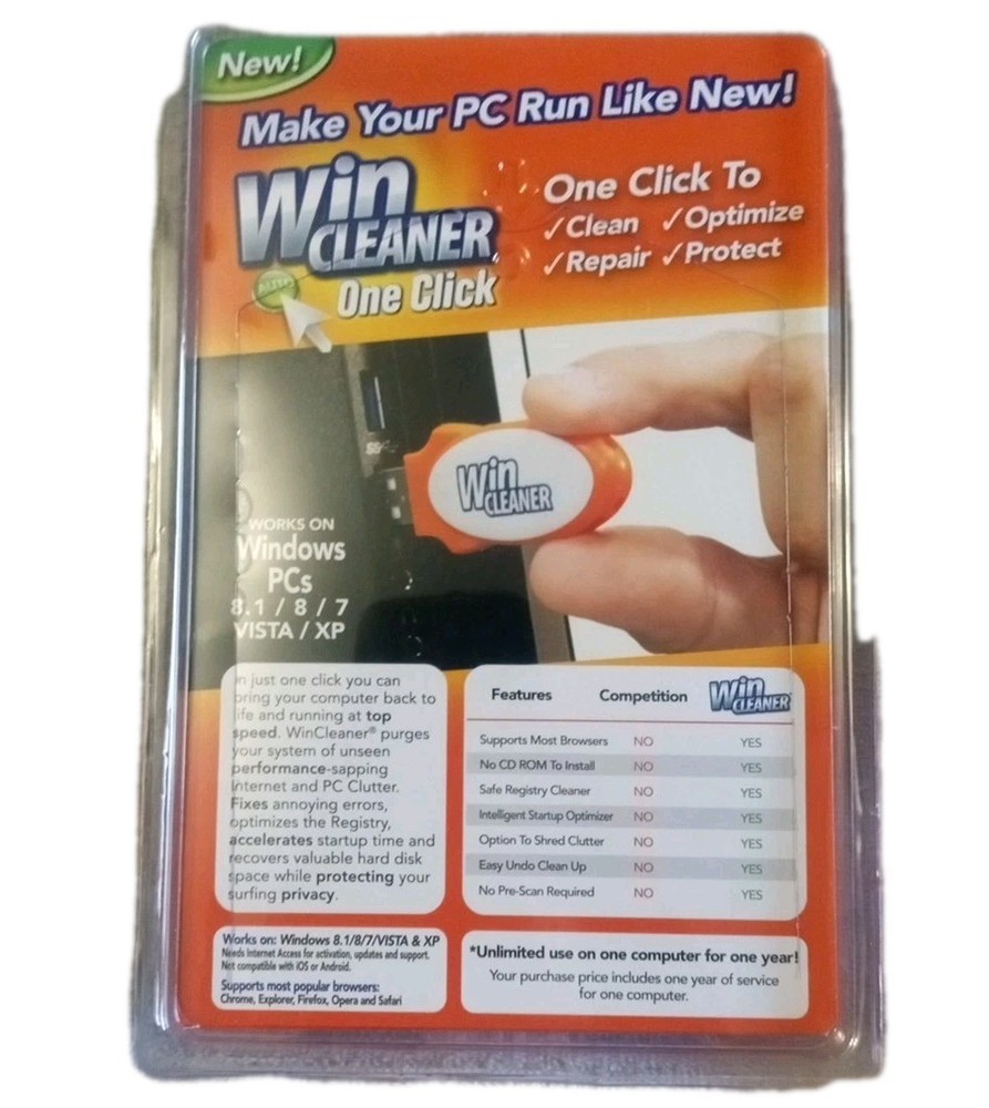 Win Cleaner USB-One Click, Fast & Easy Computer Clean,Optimize, Repair NEW