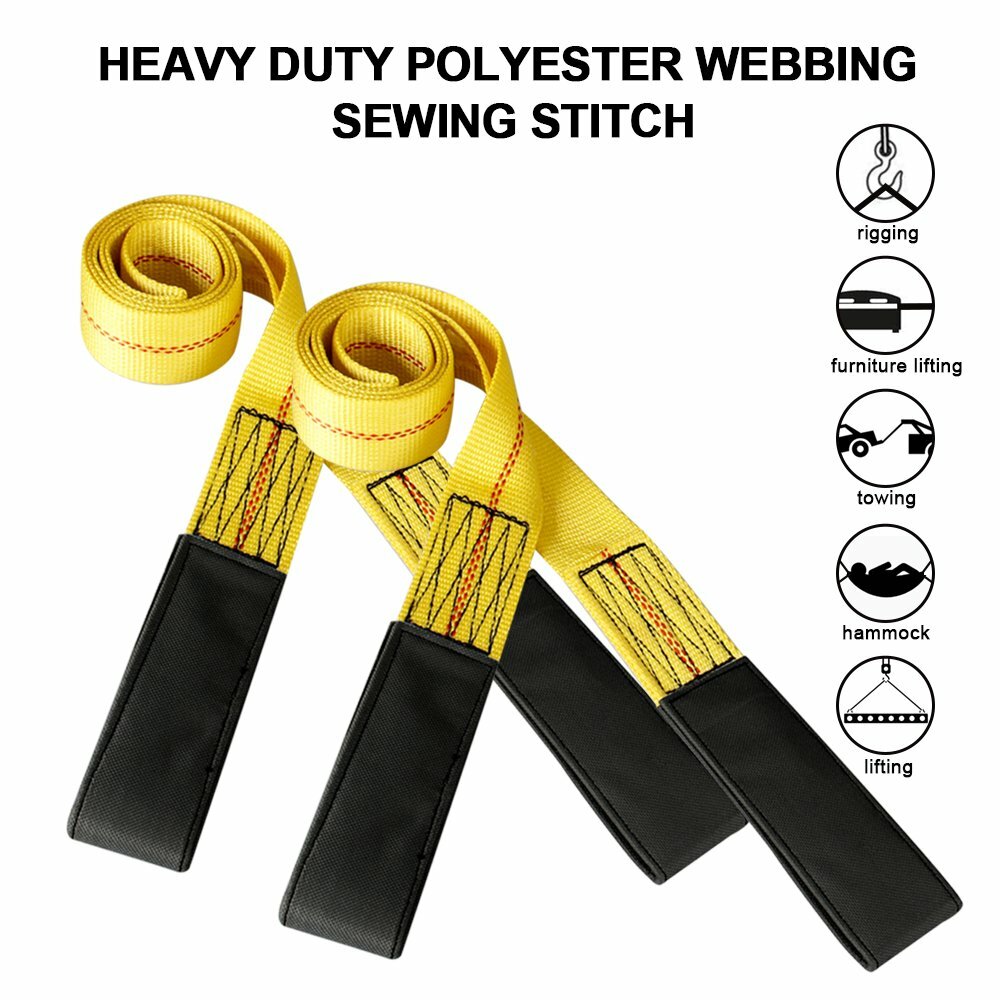 2 Pack 6' x 2" Nylon Flat Lifting Sling Strap Loops Eye & Eye Polyester Webbing
