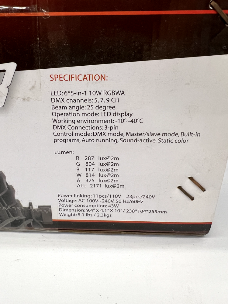 Epsilon Trimpar 6VR RGBWA LED Par Light