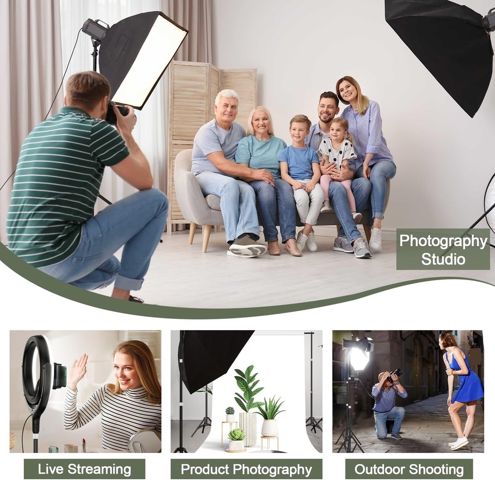 Photography Light Stand, 9.2ft/280cm Portable Reverse Folding Tripod with Tra...