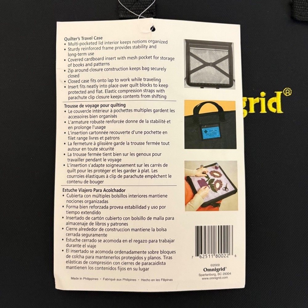 Omnigrid Quilters Travel Case Multi-Pockets Secure Interior Organized Notions