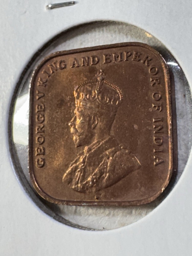 1920 Straits Settlement 1 Cent Square Coin