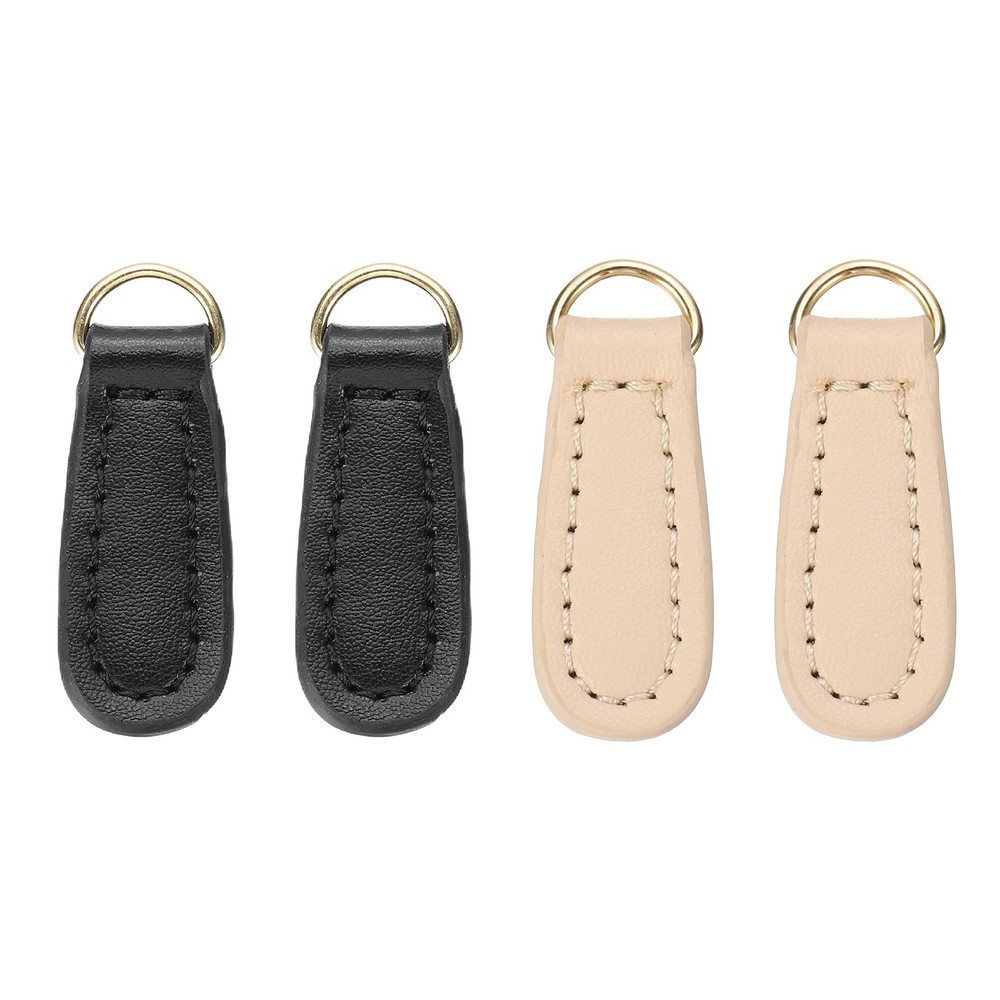4Pcs Leather Zipper Pull, 1.61 Inch Cowhide Leather Zip Puller(Black/White)