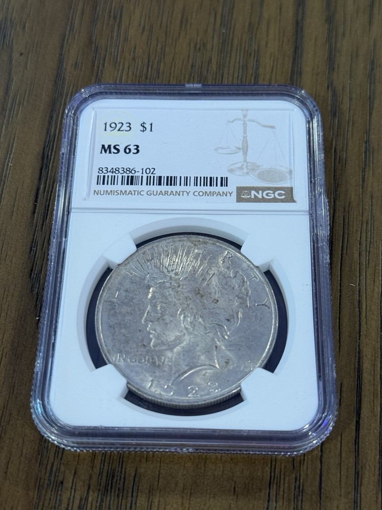 MS63 1923 Peace Silver Dollar NGC Beautifully Toned *102