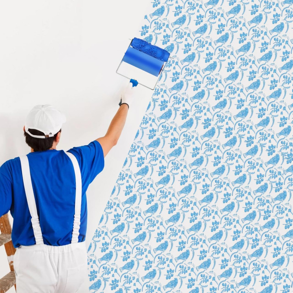 7'' Decorative Rubber Paint Roller with Design Patterns for DIY Wall...