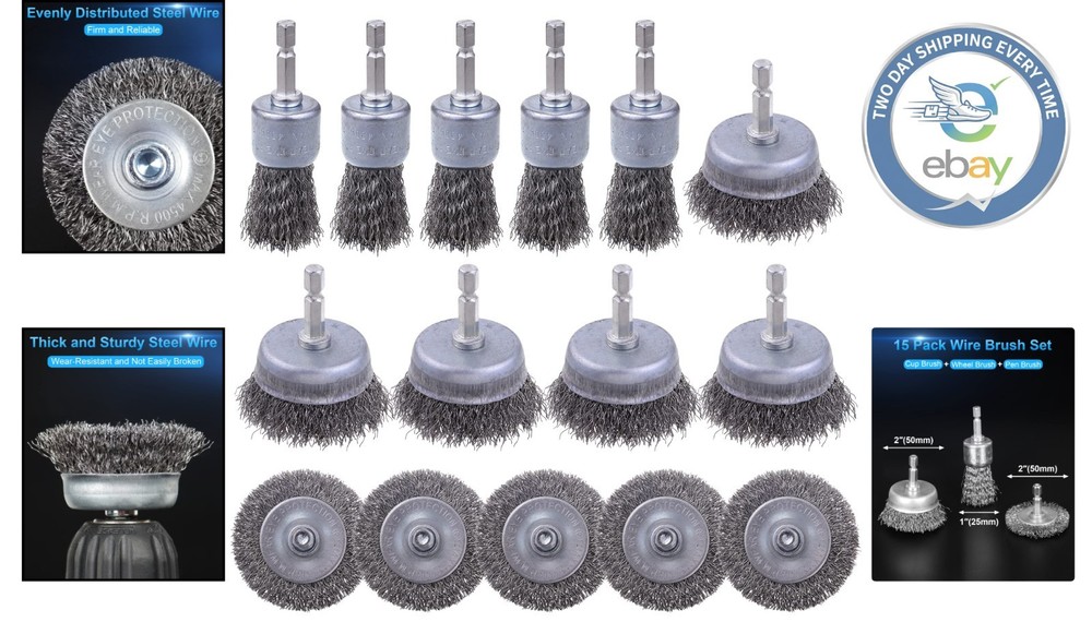 Comprehensive 15 Pack Wire Brush Set for Power Drills - Rust & Paint Solutions