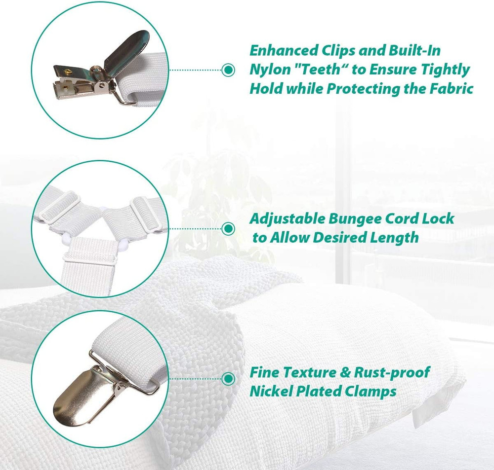 Bed Sheet Holder Straps Fitted Sheet Keepers Bedsheet Holders Fasteners - Elasti