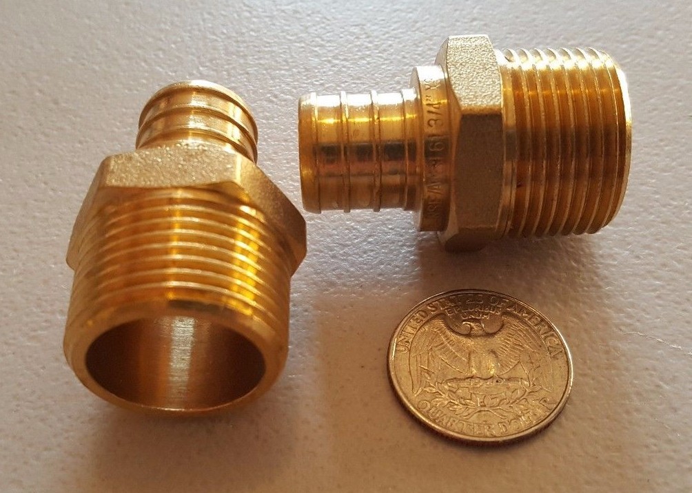 100 PCS. 3/4" PEX X 3/4" MALE NPT THREADED ADAPTER BRASS CRIMP FITTING LEAD FREE