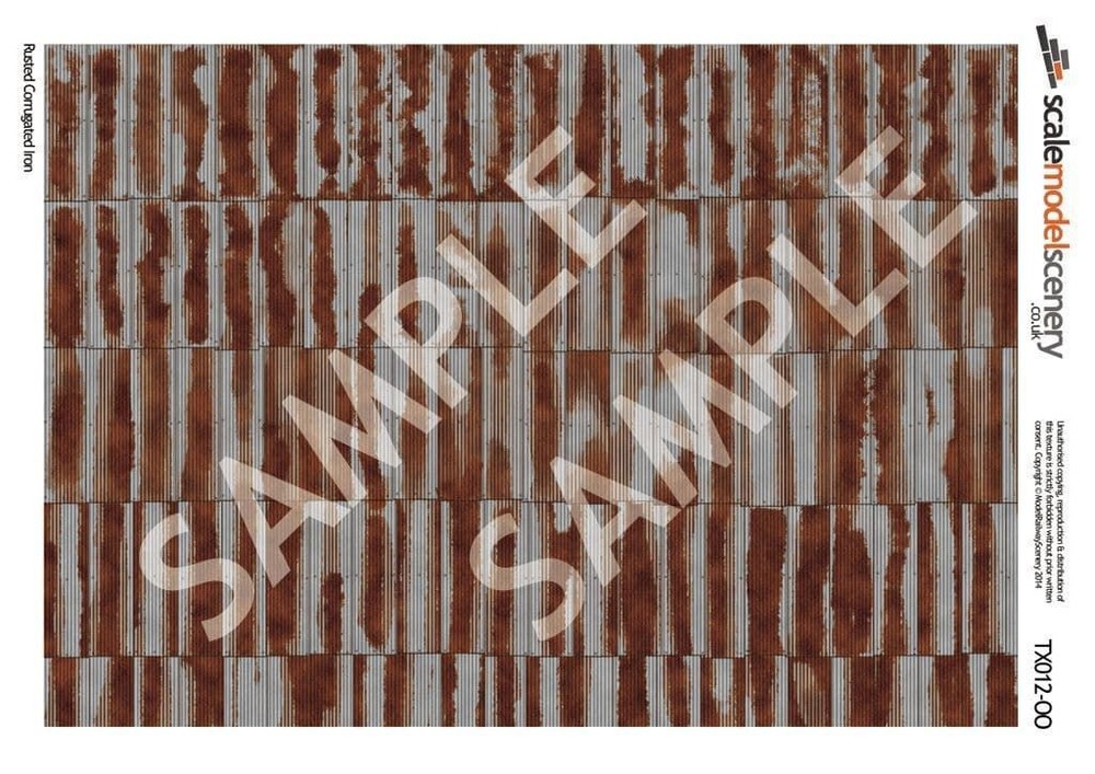 OO/HO Rusty Corrugated Iron Texture Paper (5 sheets) TX012