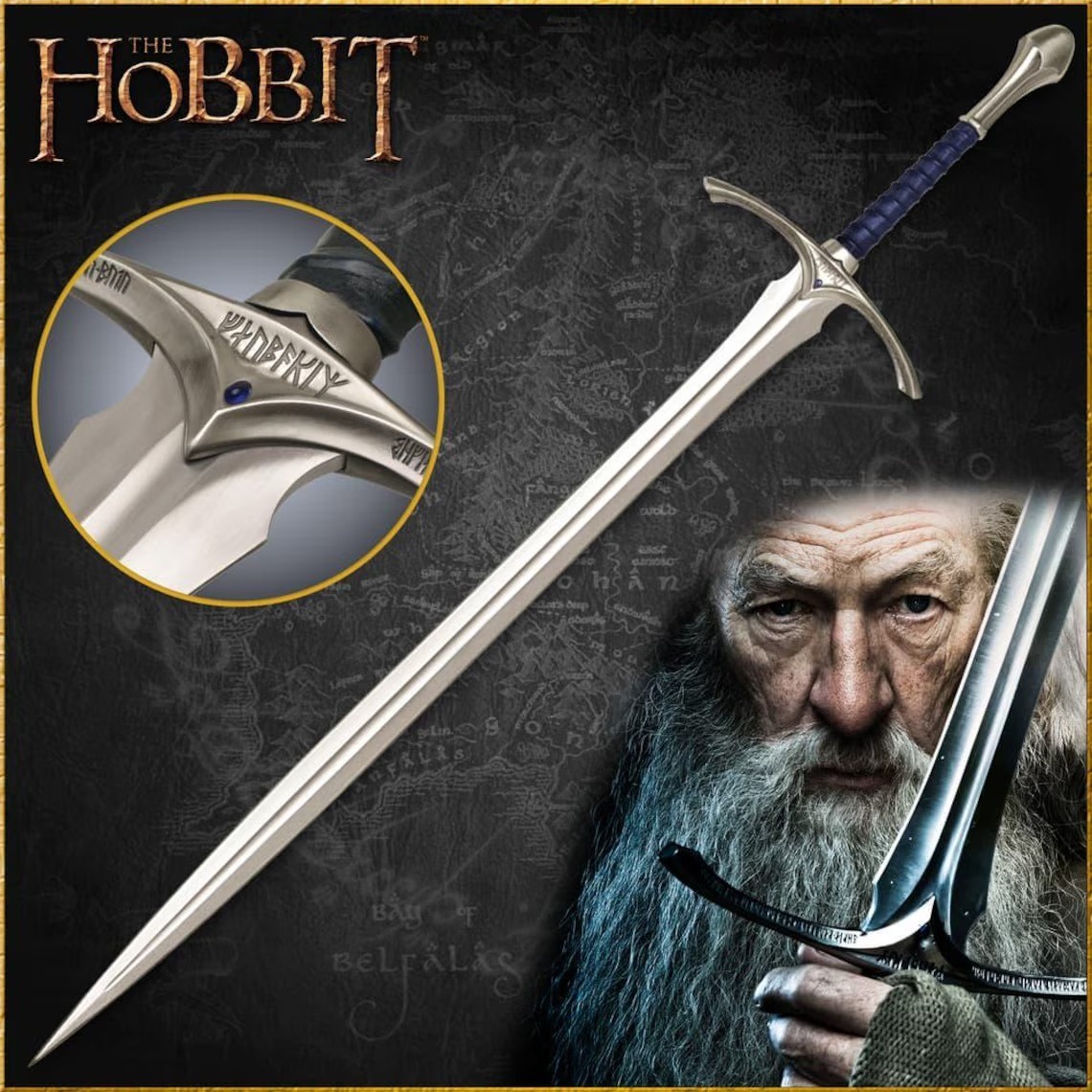 Replica The Lord of the Rings Glamdring Gandalf Sword LOTR w/ Plaque