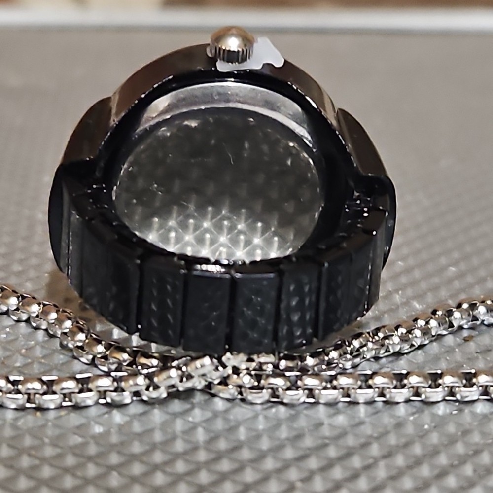 Black And Glitter Ringwatch/ Ring Watch