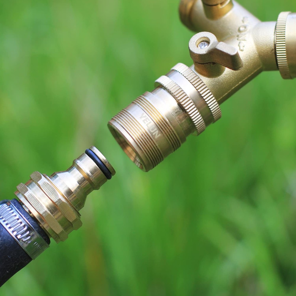 Garden Hose Quick Connect Solid Brass 3/4 inch GHT Internal Thread Quick Conn...