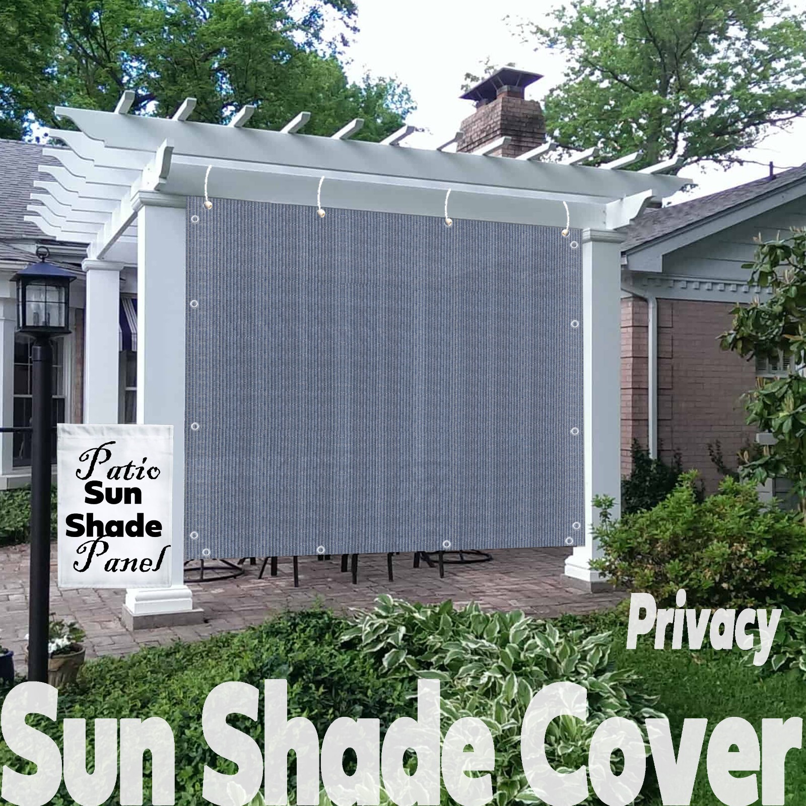 Breathable Pergola Sun Shade Privacy Cover Panel Patio Canopy Grommet Navy Grey