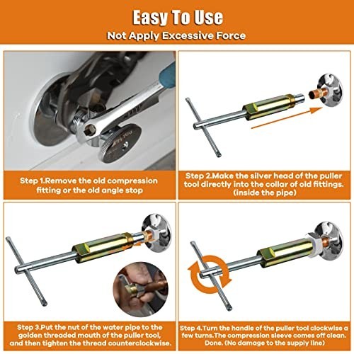 Compression Sleeve Puller Tool for 1/2" Fittings - Remove Nut & Ferrule, Plumbin