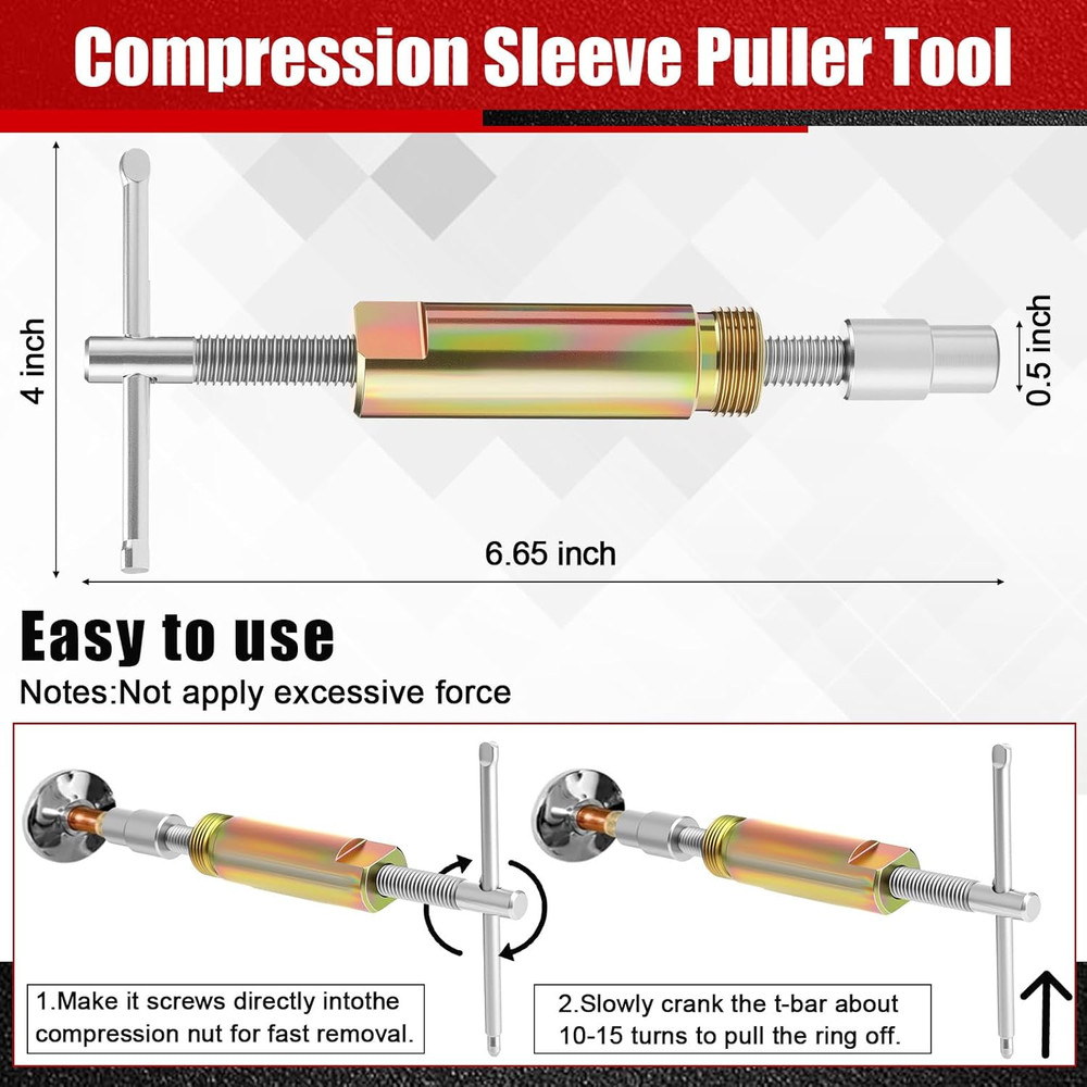 5 Pcs Angle Stop Wrench Kit Plumbing Tool, Compression Sleeve Puller for 1/2" Co