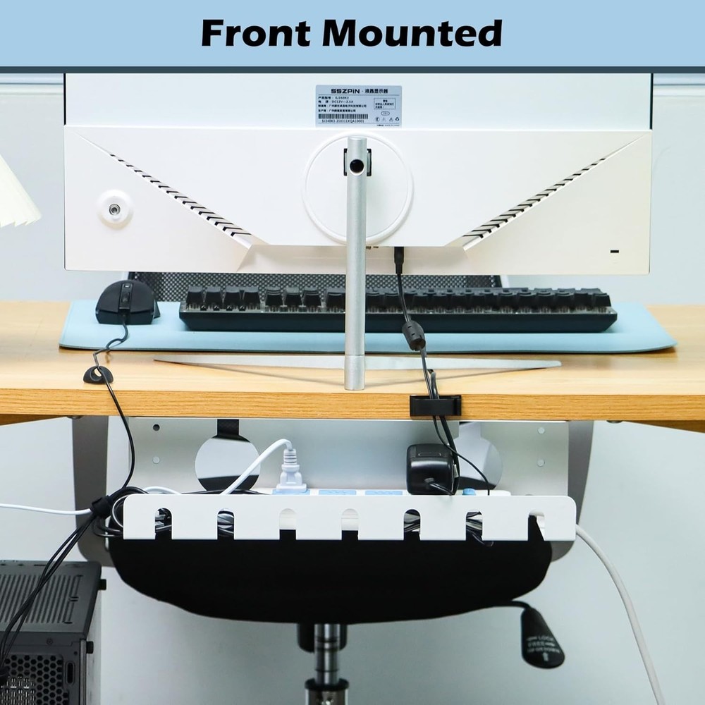 Under Desk Cable Management Tray 2 Pack White, Cable Management Under Table....