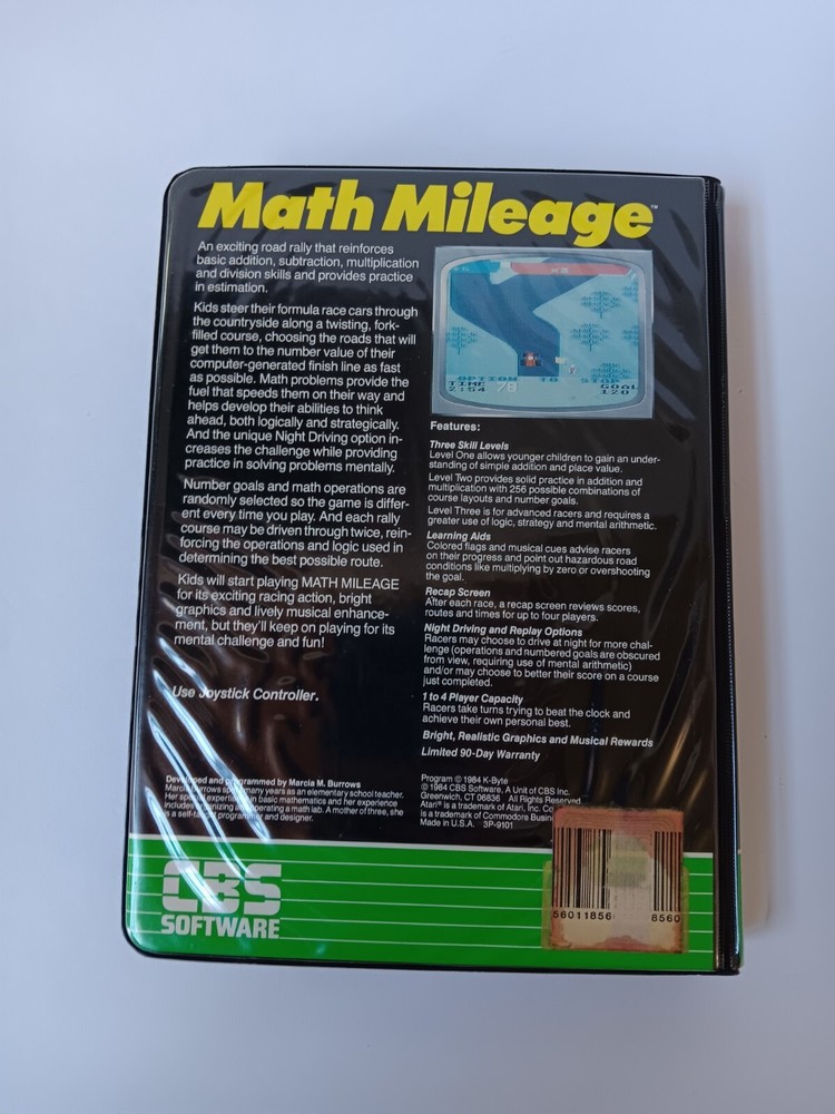 Commodore 64 Math Mileage Computer Game Tested/Works CBS Software