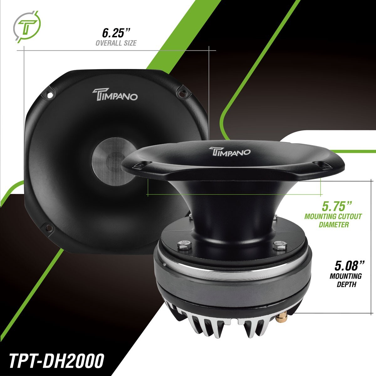 2x Timpano TPT-DH2000 SLIM 2" Compression Driver + Horn - Titanium 8 Ohm 900W