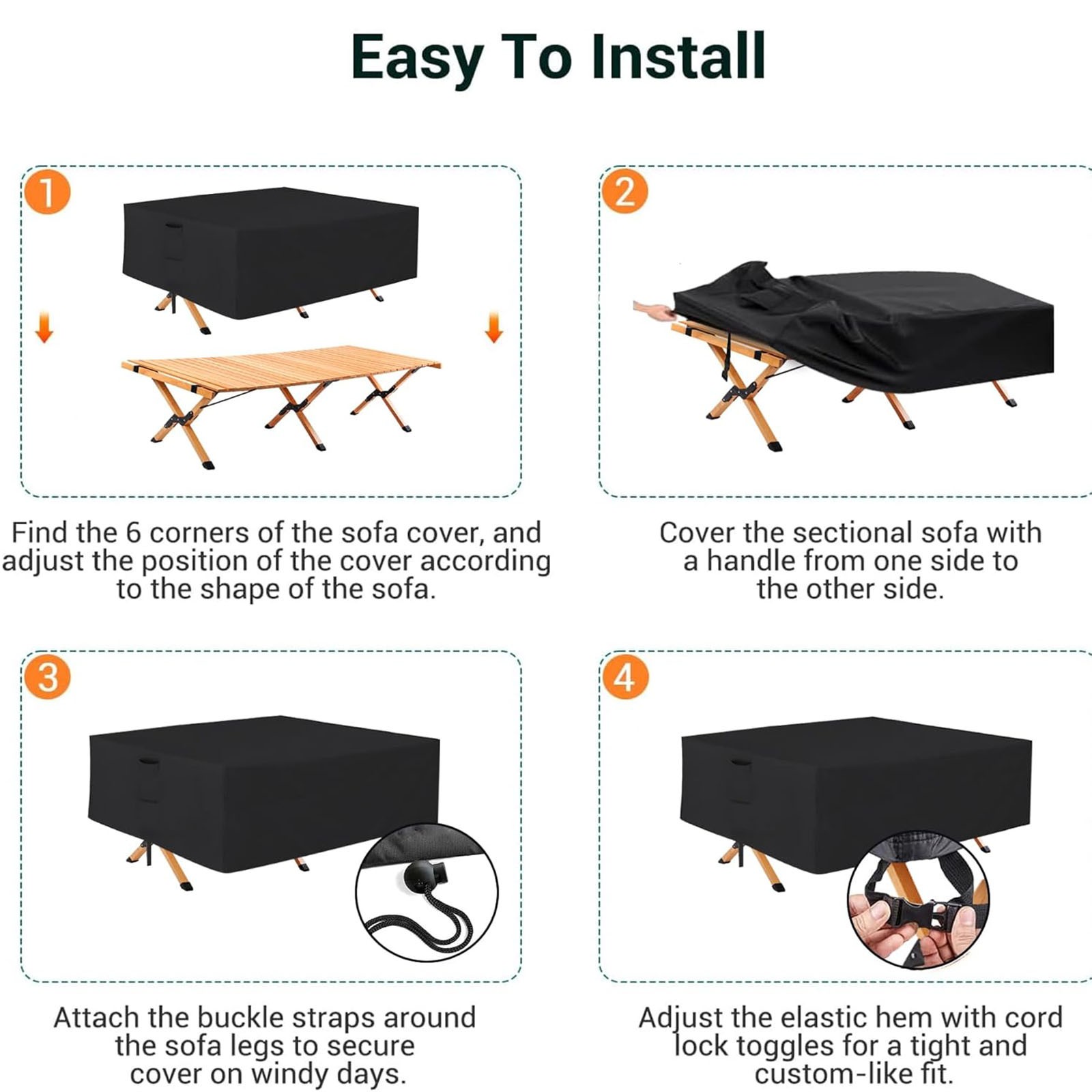 Heavy Duty Patio Furniture Cover Waterproof Outdoor Table Protector 108*82*28in