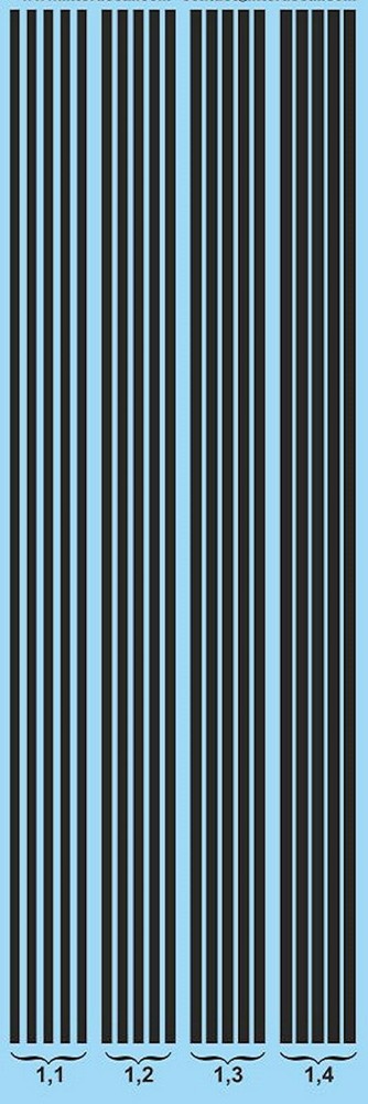 Stripes Black Matte 1.1 - 1.4 mm Decal Decals