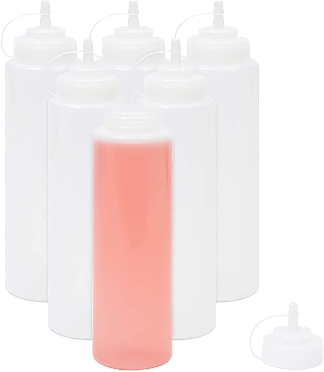 Juvale Plastic Condiment Squeeze Bottles (Clear, 32 Oz, 6 Pack)