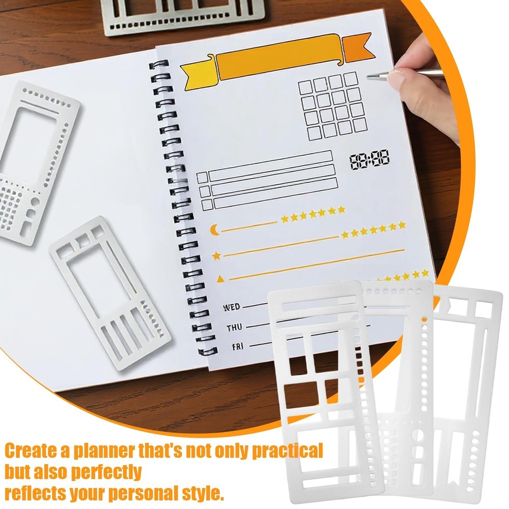 3 Pcs Journal Stencil Set - Planner Tracker Template for Dotted Journals with...