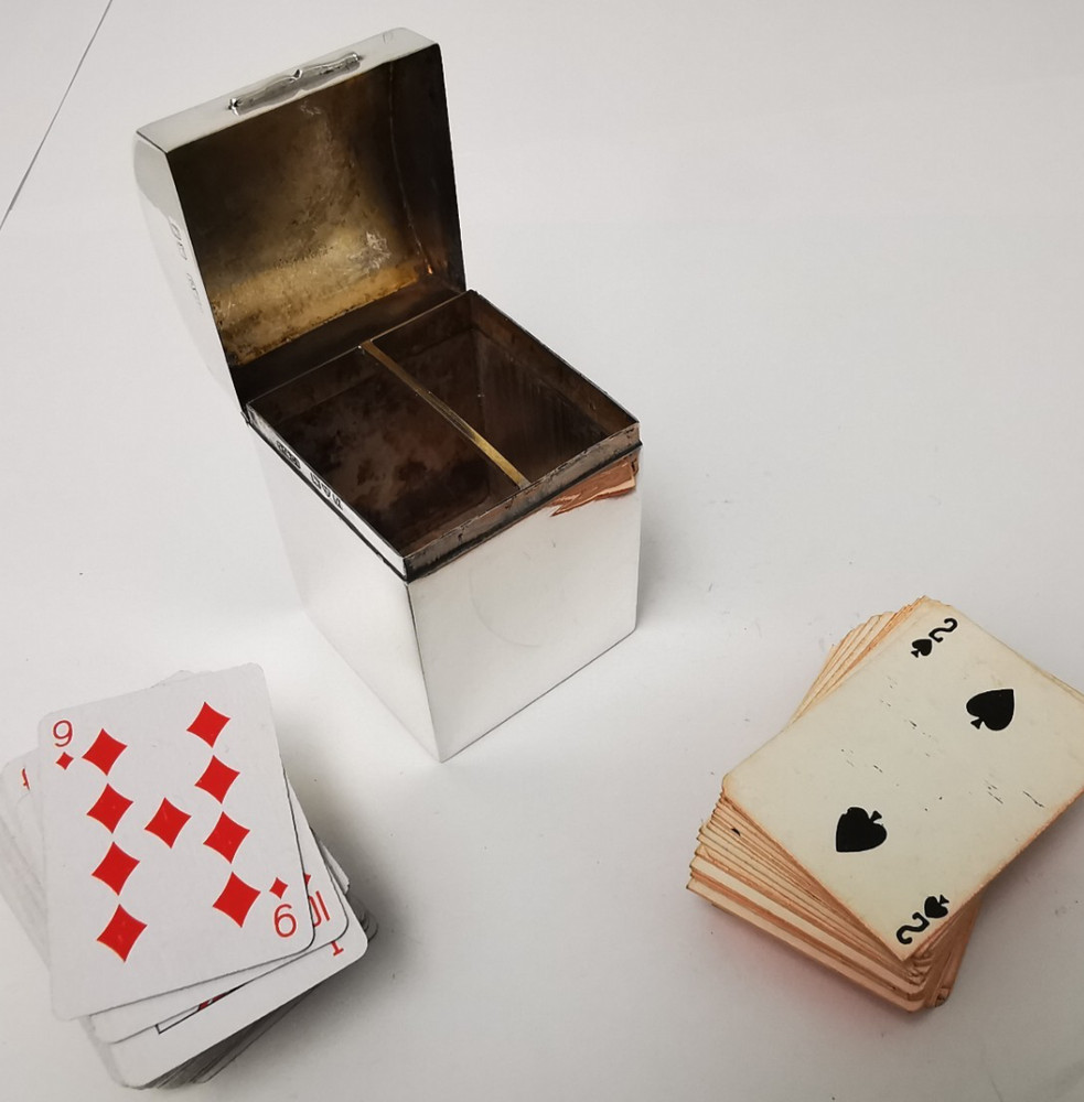 Solid Silver Miniature Playing Cards Box - Chester 1911