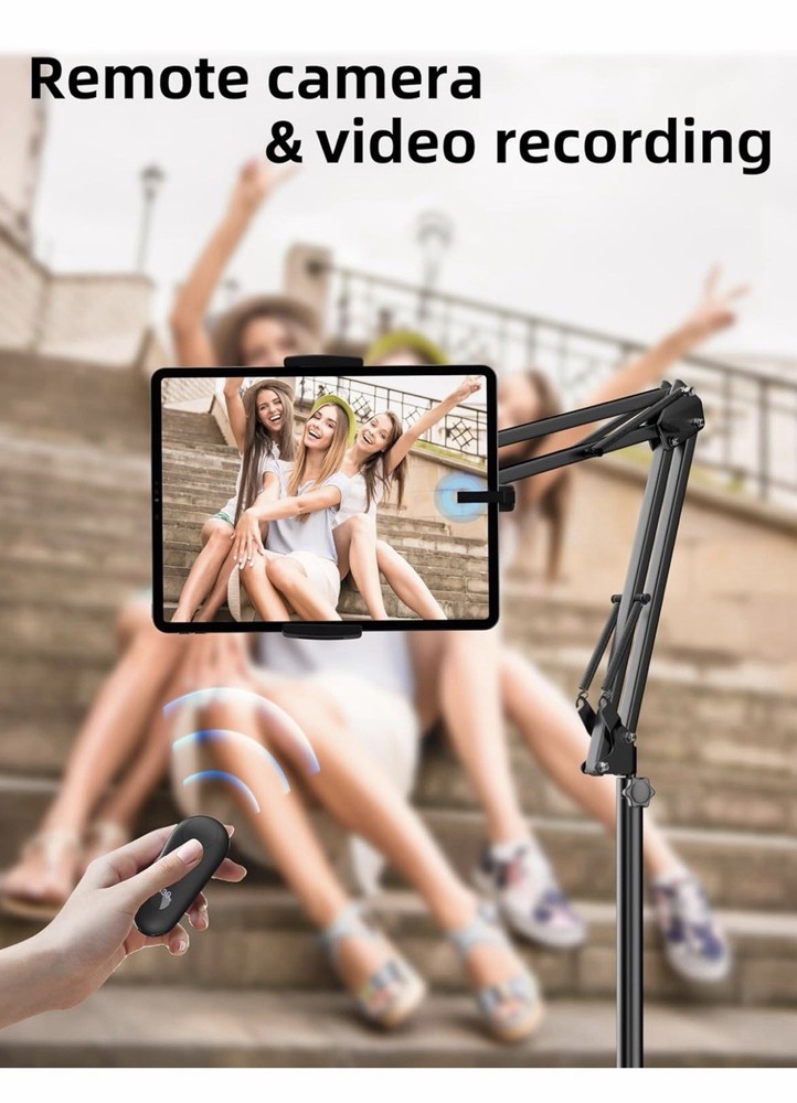 Floor Stand Tablet & E-Reader Holder, Remote Control, Adjustable, Universal, Bl…