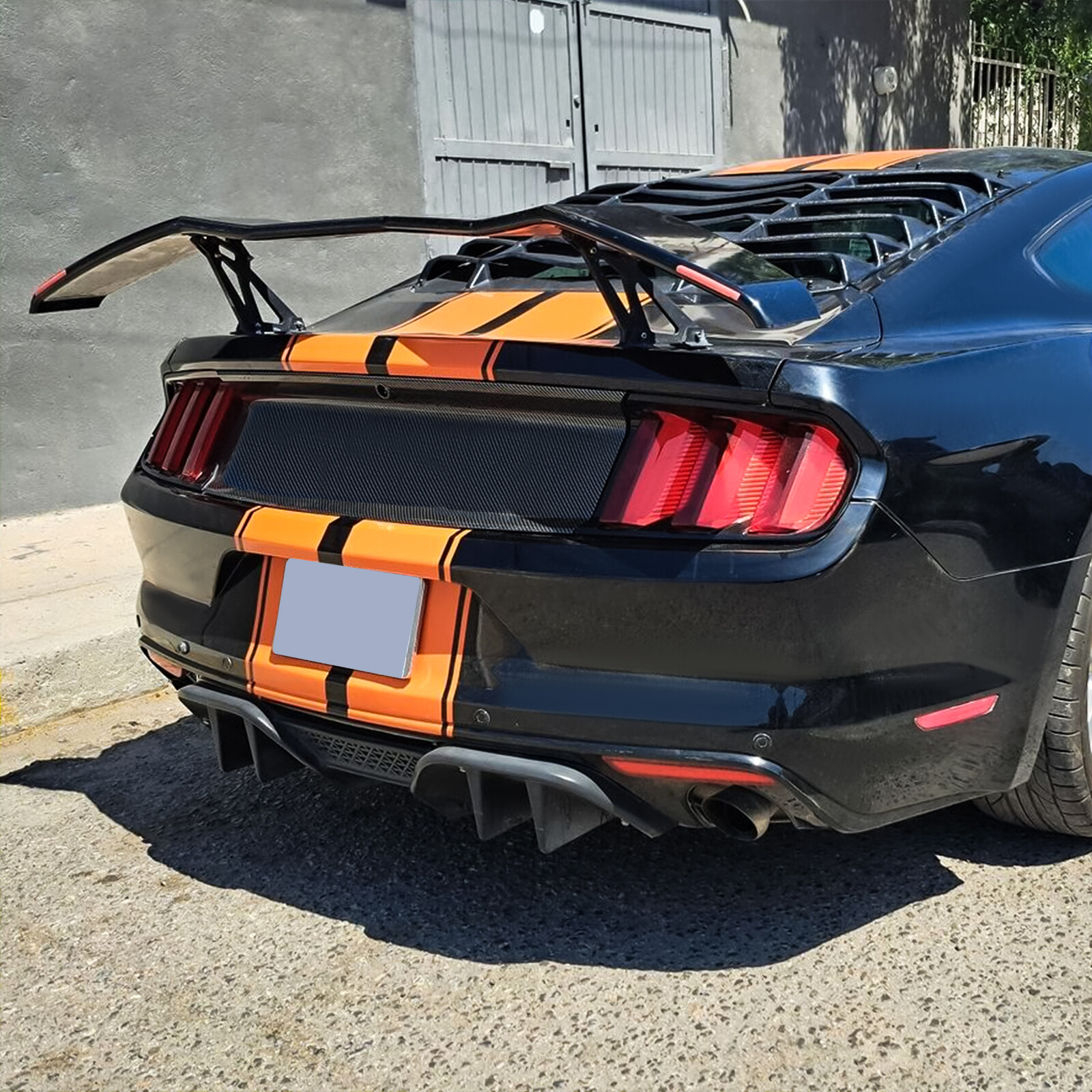 FOR 2015-2023 19 FORD MUSTANG CARBON FIBER LOOK TRUNK DECKLID PANEL TRIM COVER
